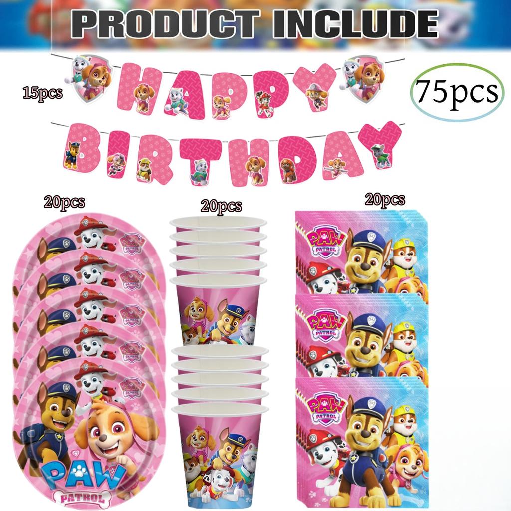 PAW Patrol Doğum Günü Süslemeleri Skye Tek Kullanımlık Sofra Takımı Seti Köpek Masa Örtüsü Tabak Hediye Çantası Bebek Partisi Çocuk Hediyesi Parti Malzemeleri