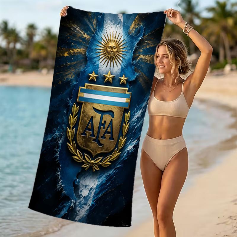 Beach Towel with Argentina Football Pattern - soft,absorbent,machine washable Lightweight&Modern,swimming,Travel Essentials