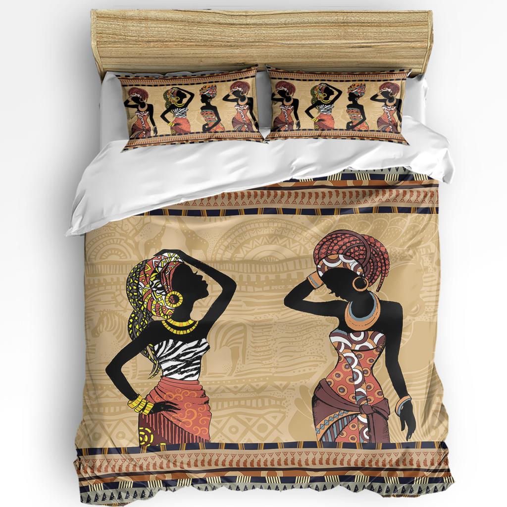 Ethnic Style African Women Black Women 3pcs Bedding Set For Double Bed Home Textile Duvet Cover Quilt Cover Pillowcase