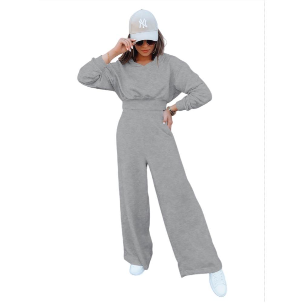 Autumn and Winter New Women's Wide-leg Pants and Hooded Sweatshirt Casual Set