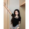 Short T-shirt Slimming Short-sleeved T-shirt Women's Patchwork Versatile Fashion Top