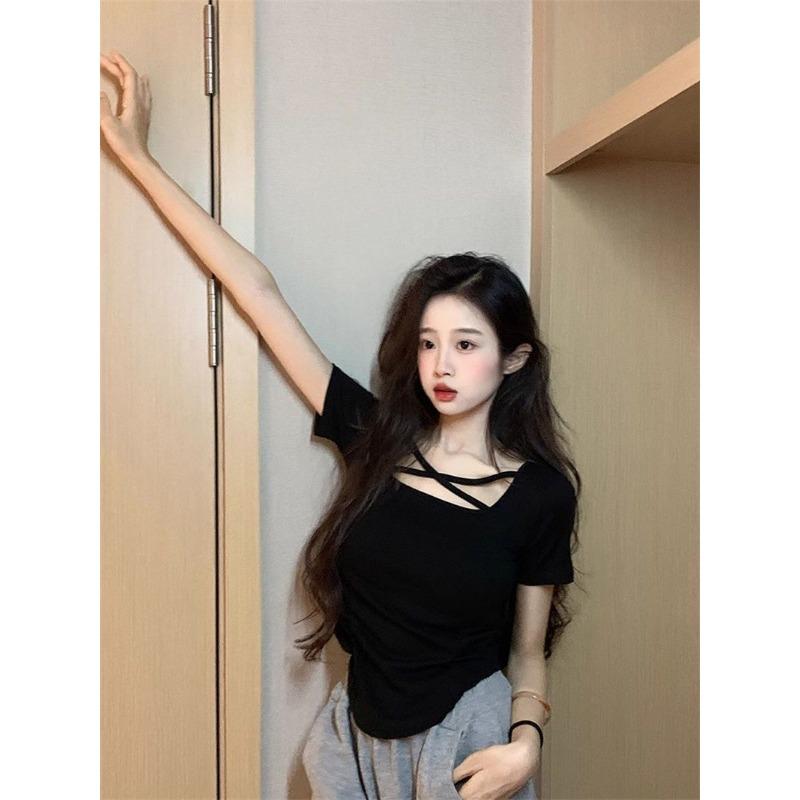 Short T-shirt Slimming Short-sleeved T-shirt Women's Patchwork Versatile Fashion Top