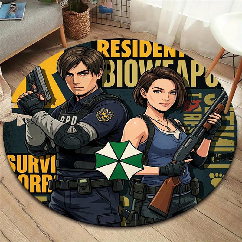 שטיח עגול Resident Evil שטיח לסלון חדר שינה ספה חדר משחקים עיצוב מחצלת רצפה מונעת החלקה