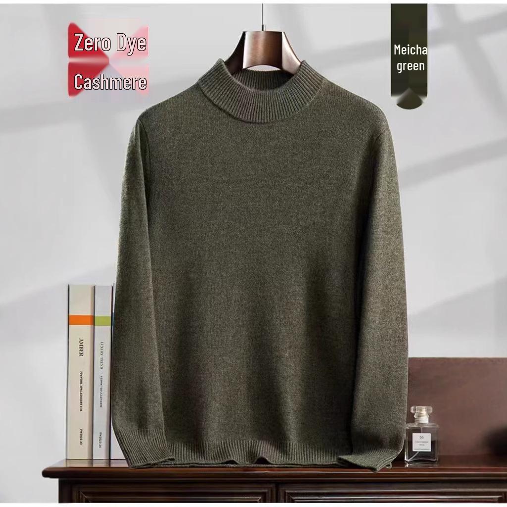 Men's Cashmere High Neck Sweater - Warm Base Layer for Autumn & Winter, Business Casual, Double Strand, Classic Design.