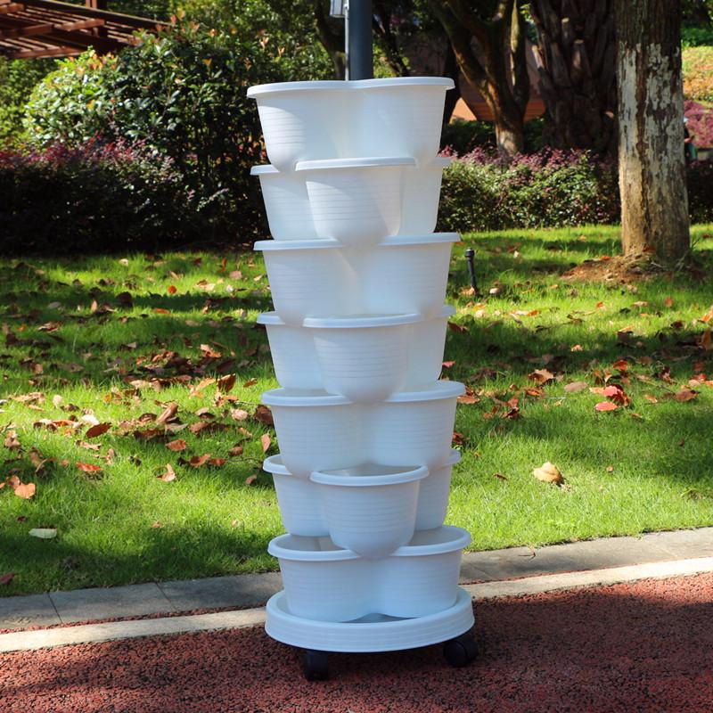 Vegetable Plastic Pot Family Balcony Strawberry Potted Plant Three Dimensional Multi-layer Space Saving Planting Flower Pots