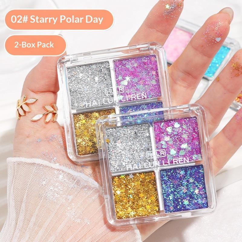 Children's Day Large Sequins Four-color Children's Eyeshadow Party Dance Stage Makeup Fine Sequins 4-color Eyeshadow Disc