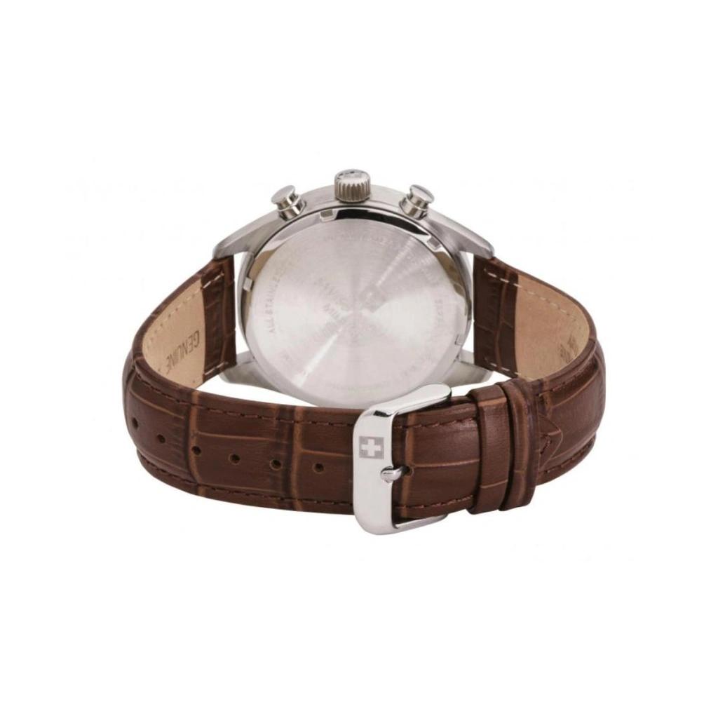 Swiss Alpine Military Ceas pentru bărbați Pegasus Chronograph Curea de piele Cadran argintiu Quartz 7086.9532 100M