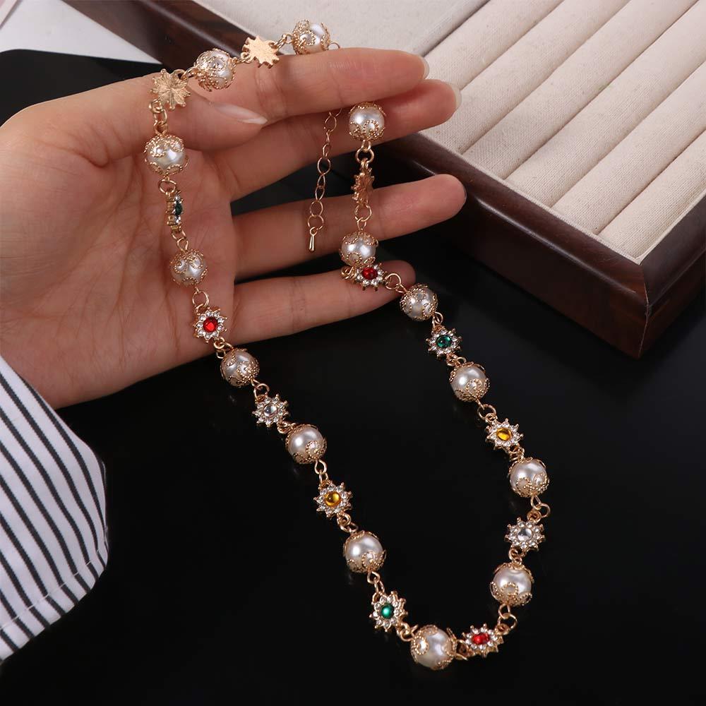 Rhinestone Flowers Beads Choker Necklace Luxury Shinny Colorful Choker  Bridal