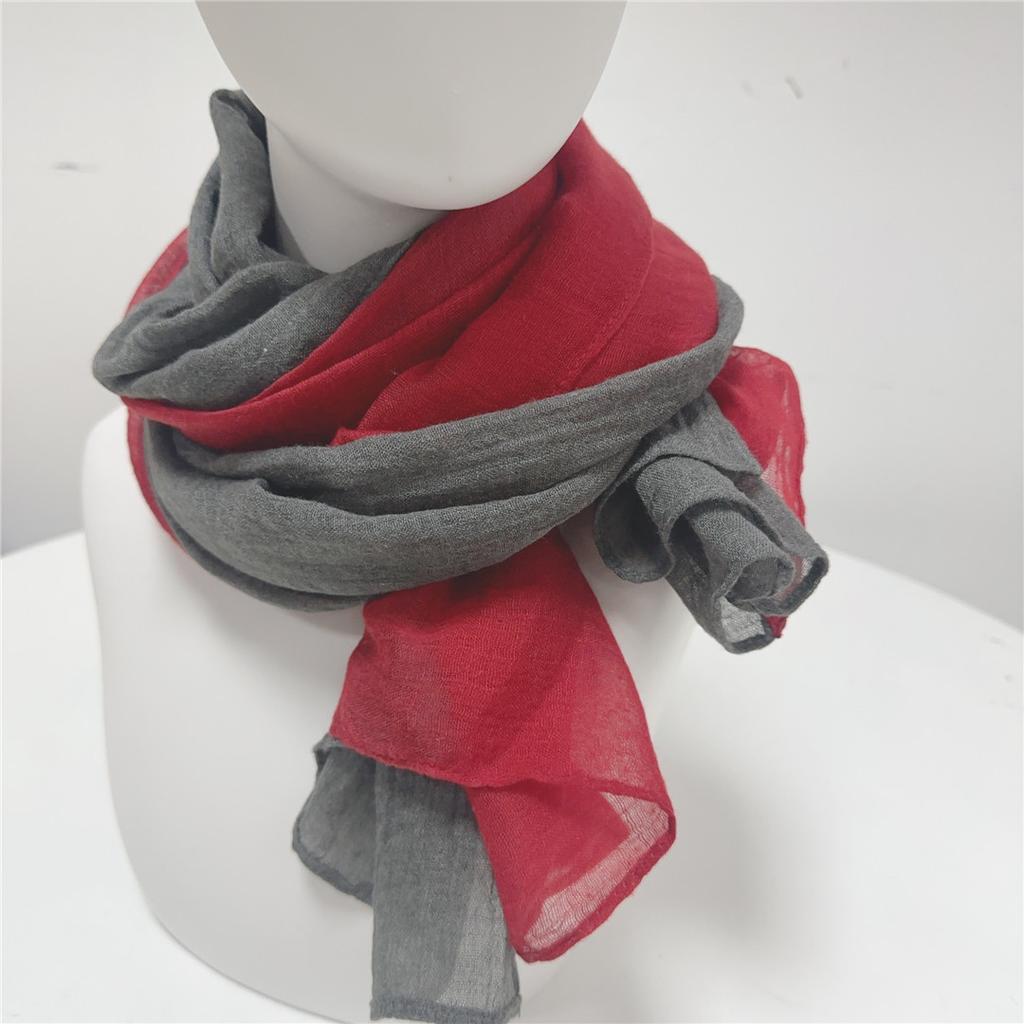 Linen Cotton Splicing Scarf, Long Cotton Warm Contrasting Shawl, Autumn And Winter Warm Literary And Japanese Women'S Scarf