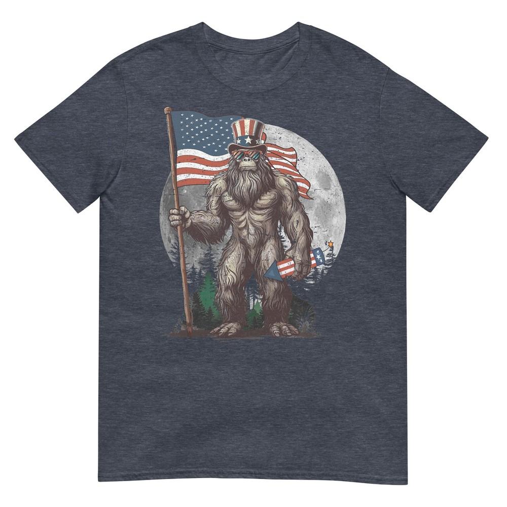 Bigfoot 4th Of July Shirts Unisex Sasquatch Usa American Flag Tshirt