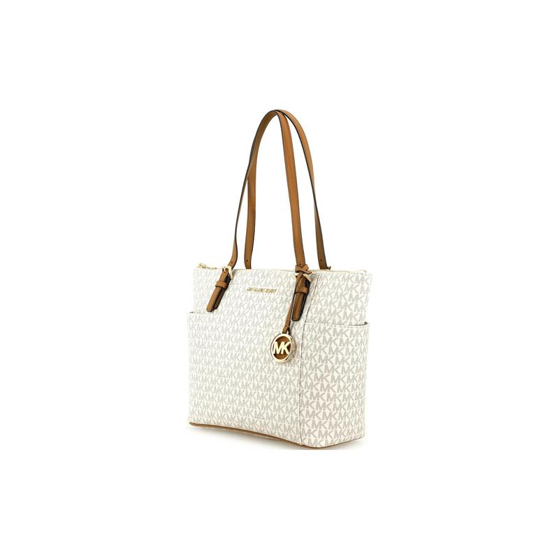 Michael Kors Jet Set Item Fashion Items All-over Presbyopia Print Leather Shoulder Bag Women’s White