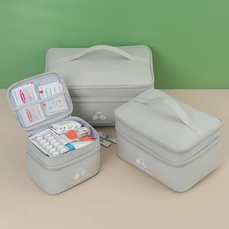 Large Capacity Portable Double-Layer Outdoor First Aid and Medicine Storage Bag
