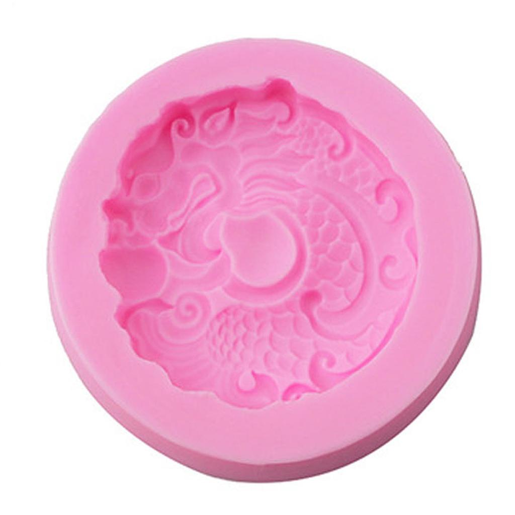 Chinese Dragon Silicone Mold Round Dragon Designs Silicone Fondant Moulds Silicone Baking Supplies for Various Crafts