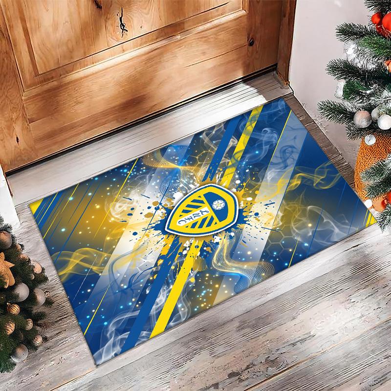Tappeto in Velluto di Cristallo con Stampa del Leeds United Football, Comodo Assorbente d'Acqua Antiscivolo Tappeto per Pavimenti Interni
