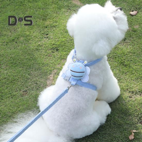 Zestaw szelek i smyczy dla kota Regulowane szelki dla zwierząt domowych z kreskówkową pszczołą dla małych i średnich psów i kotów Szelki i smycz dla zwierząt domowych odporne na ucieczki do spacerów na świeżym powietrzu