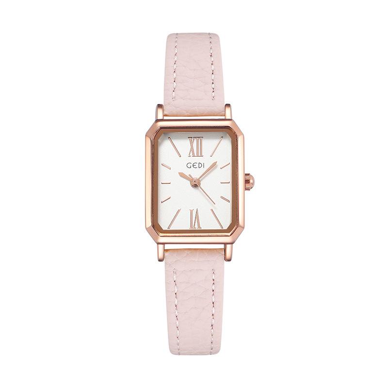 Gedi Minimalist Rectangular Women’s Watch – Retro Korean Style Quartz for Students