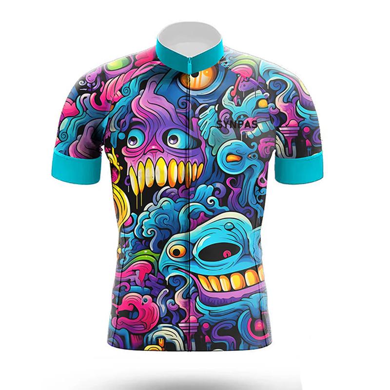 Completo da Ciclismo da Uomo Set Manica Corta Estate Protezione Solare Maglia Sportiva da Ciclismo Asciugatura Rapida Maglia da Ciclismo Salopette da Ciclismo