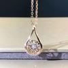 Open Teardrop Pendant Necklace Sparkling Center Stone with Halo Elegant Minimalist Jewelry for Women