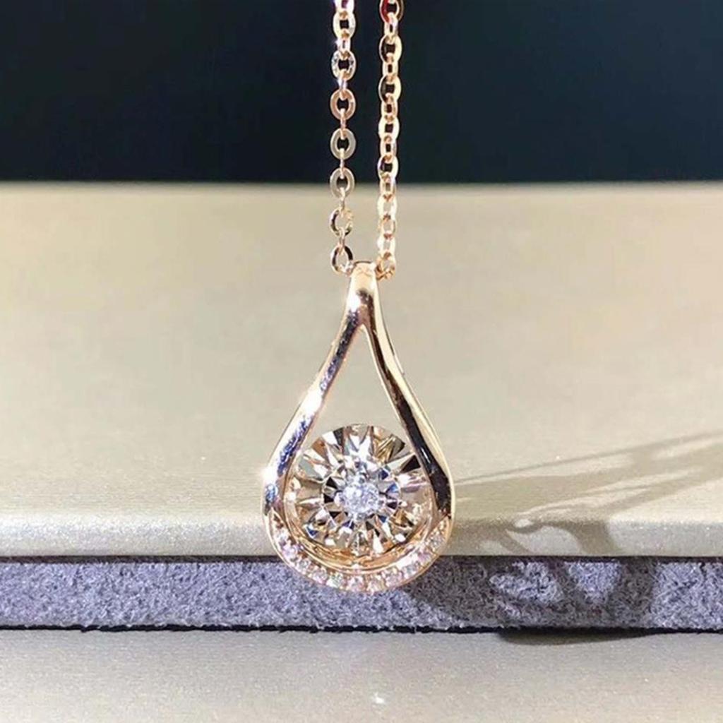 Open Teardrop Pendant Necklace Sparkling Center Stone with Halo Elegant Minimalist Jewelry for Women