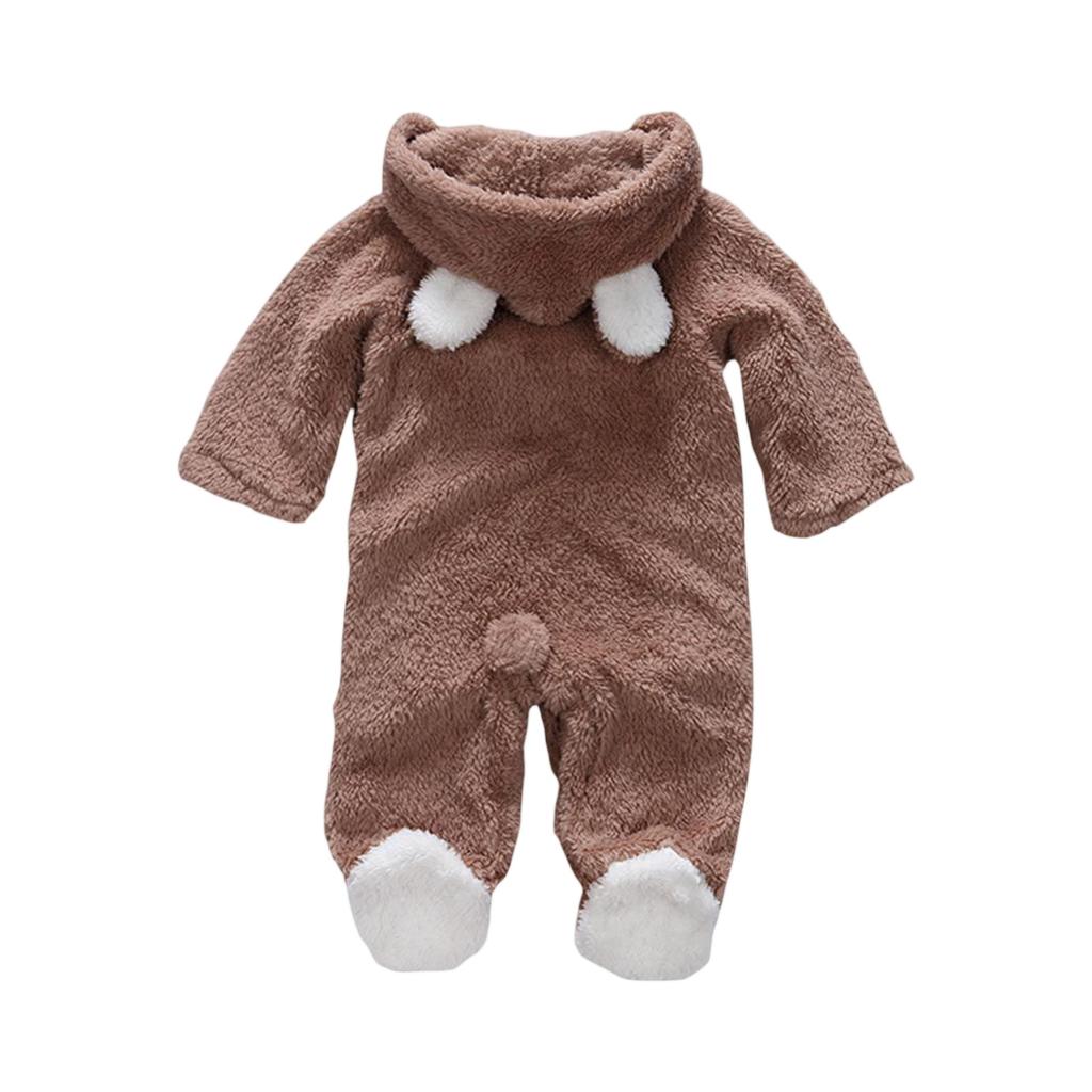 Kids' Coral Fleece Romper - Color Hooded Onesie