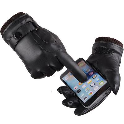 Men Thermal Winter Sports Leather Gloves 