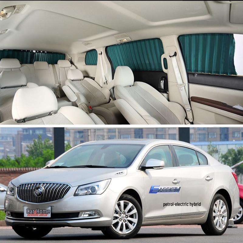 

Buick LaCrosse Car Curtains: Heat Insulation, Blackout Privacy, Automatic Retractable Sunshade for Side Windows. Dark green with aluminum alloy track