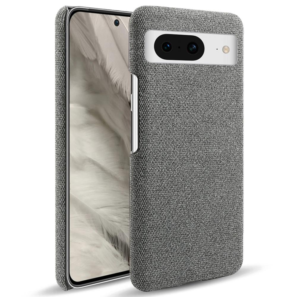 

For Google Pixel 8 Case Solid Color Cloth Texture Hard PC Protective Phone Cover Grey