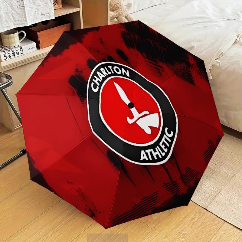 Charlton FC Crest Automatic Folding Umbrella - 8-Rib Travel Umbrella with Auto Open/Close & Portable Gifts for holidays or birthdays