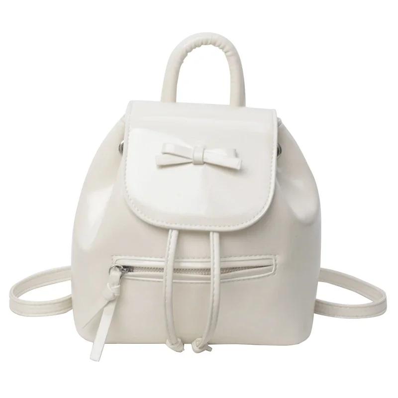Portable Bright Solid Pu Backpacks For Women Simple High Quality Compact Cool Pendular Versatile Premium Durable
