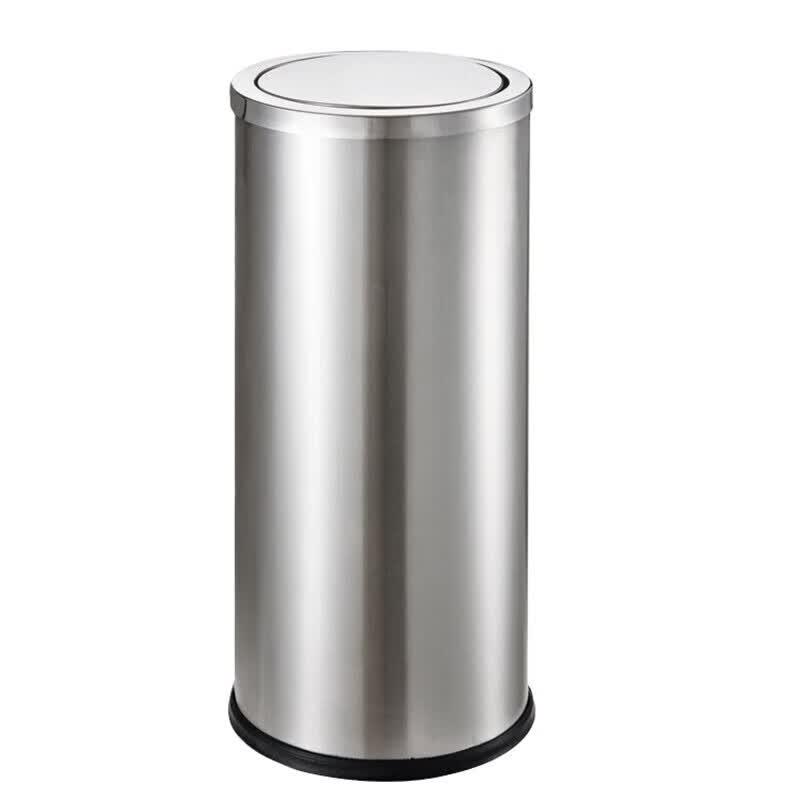 Round Stainless Steel Flip-Top Trash Can