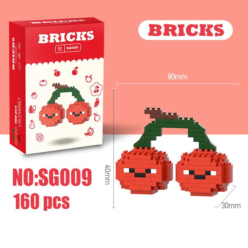 Small particle assembled building blocks educational toys fruit puzzle children boys and girls educational small ornaments gifts