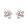 French Elegant Pearl Zircon Splicing Flower Stud Earrings 2026 New Design Party Jewelry Elegant Accessories for Women and Girls