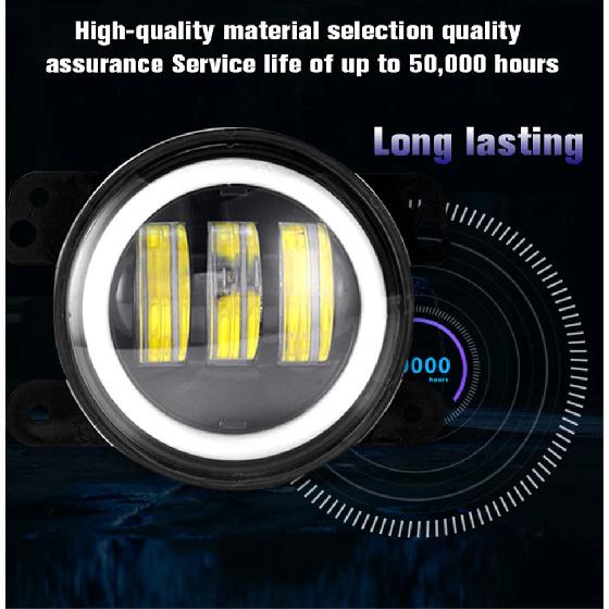 3.5 Inch / 4 Inch LED Fog Light DRL Round Angel Eyes Assembly White And Yellow Light Auto Car Fog Lamp