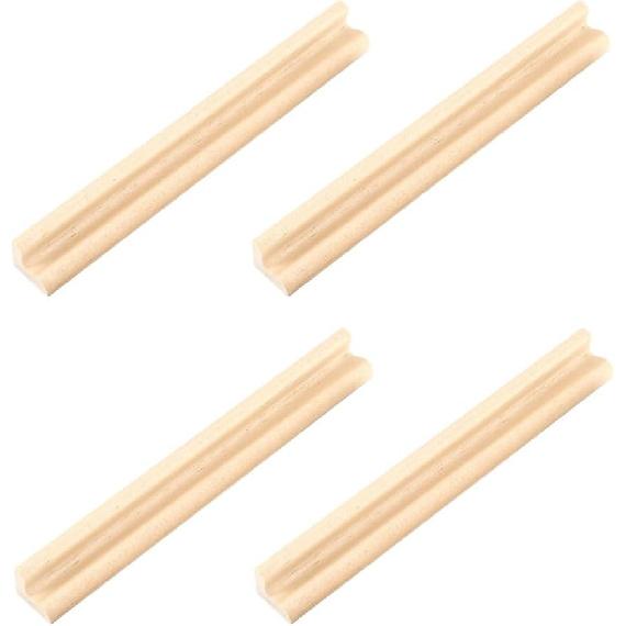 TOYANDONA Wooden Domino Trays, Set of 4 Mexican Train Domino Trays Racks Wooden Domino Tile Holders for Classic Board Games Dominoes Accessories