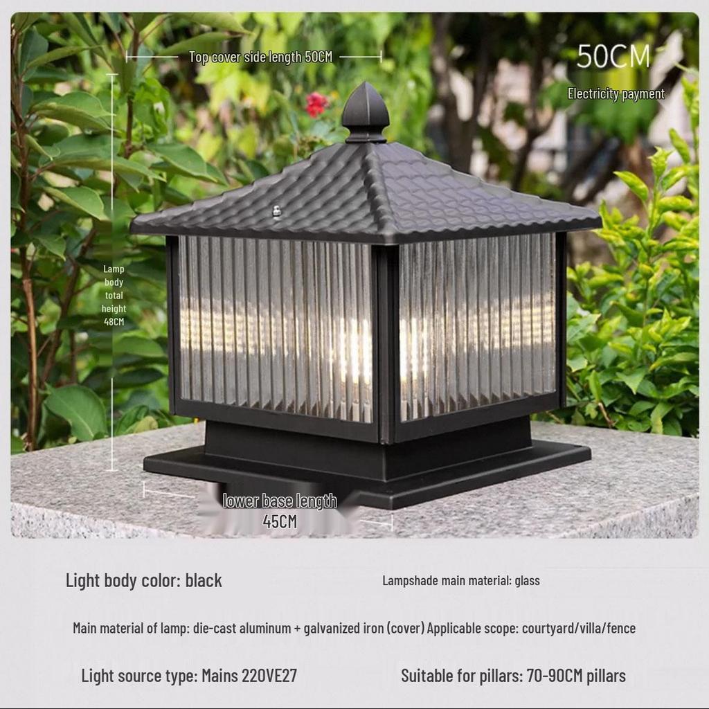 Solar Waterproof Outdoor Garden Post Light for Villa Entrances, Yards, and Fence Walls