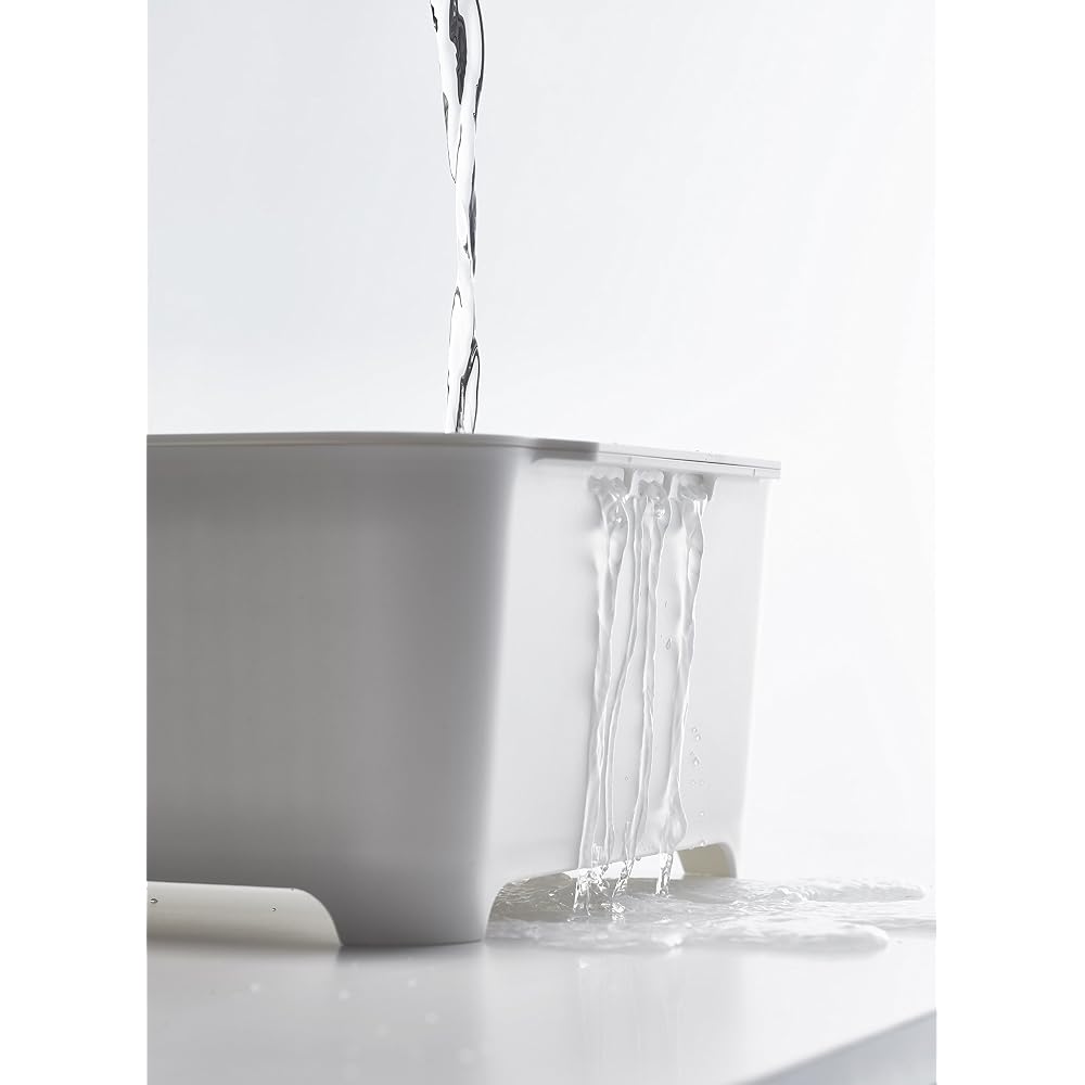 Yamazaki Jitsugyo Dish Drying Set, White, Approx. W37 x D28 x H145cm, Tower Series, Washing Basin,