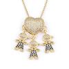 Nidin Luxury Fashion Girls Boys Inlaid Crystal Zircon Pendant Romantic Heart Necklace Exquisite Mother's Day Jewelry Gift