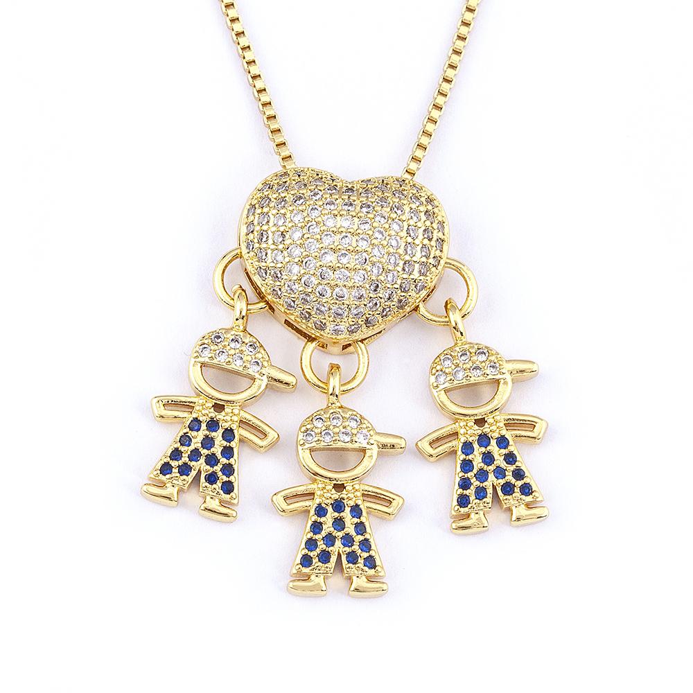 Nidin Luxury Fashion Girls Boys Inlaid Crystal Zircon Pendant Romantic Heart Necklace Exquisite Mother's Day Jewelry Gift