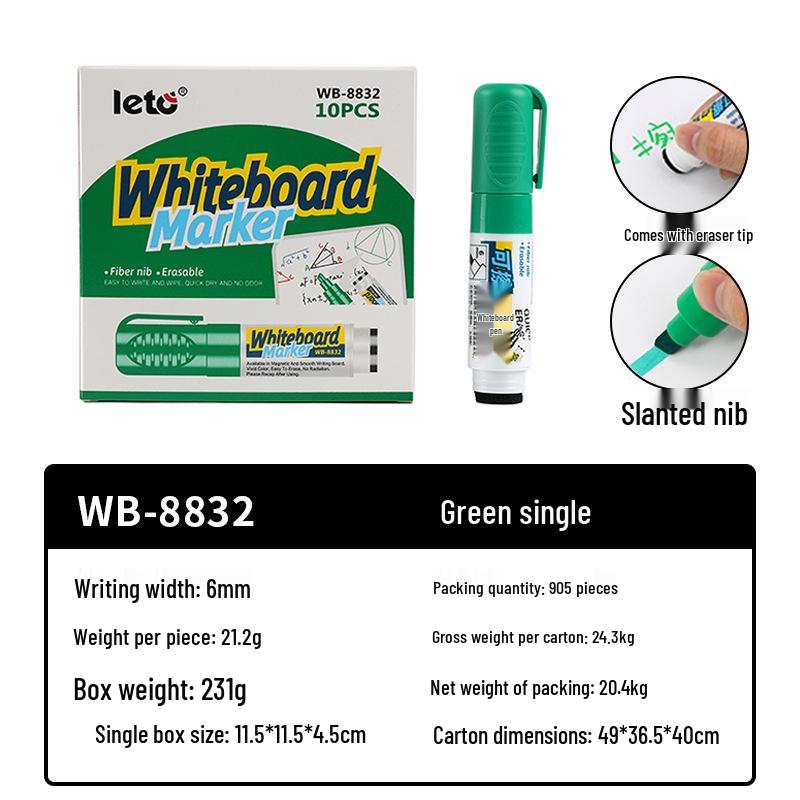 

Erasable Water-Based Whiteboard Marker - No Marks, Easy to Erase, Thick Colored Drawing Pen for Teachers.