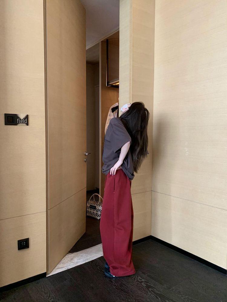 Women's Early Autumn Mid-Rise Drawstring Wide-Leg Sweatpants