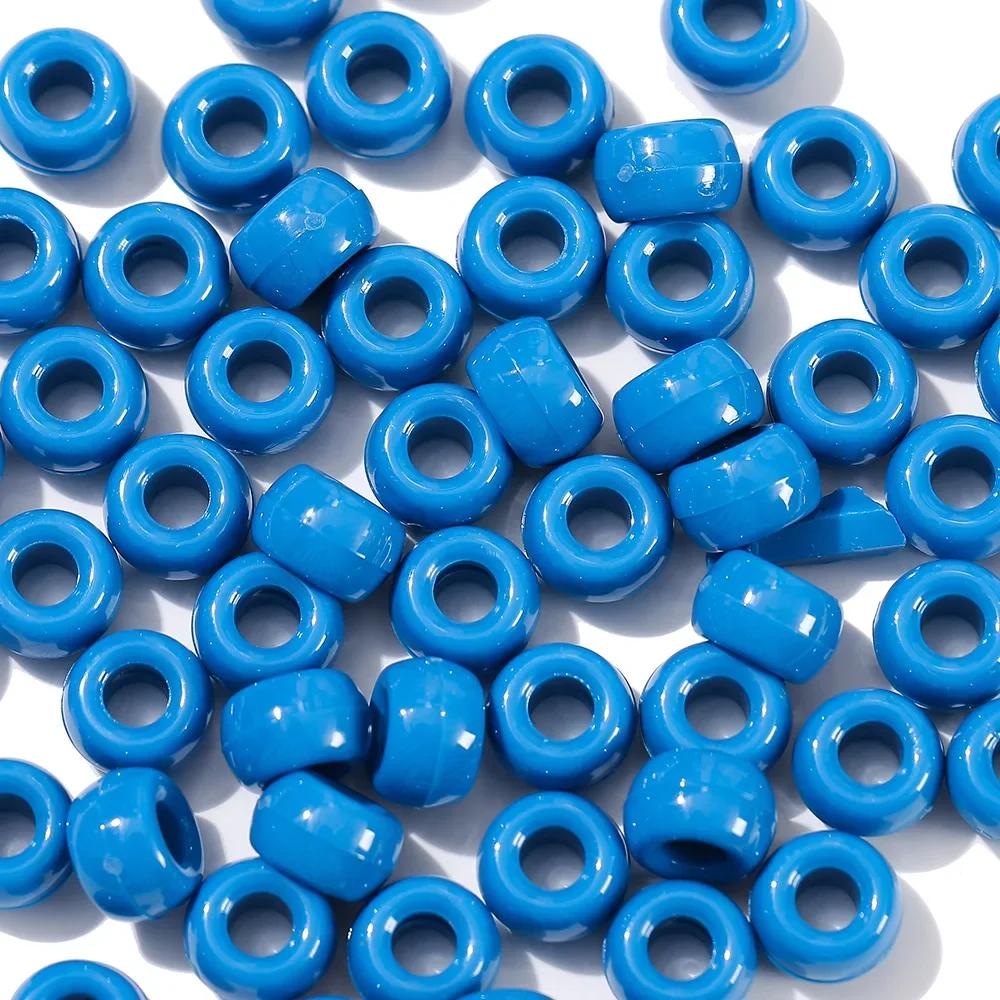 TX40 100Pcs 9mm Colors Minimalist Multicolor Rotundity Acrylic Big Hole Spacer Beads DIY Craft Kid Necklace Bracelets Accessory