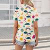 Women's Casual V Neck Short Sleeve T Shirt with Print Top