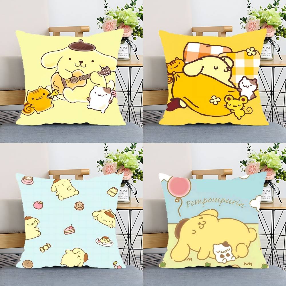 S-Sario P-Pompompurin Pillow Case Cushion Cover Polyester Pillowcase Decorative Sofa Cushion Pillowcase Home Decor