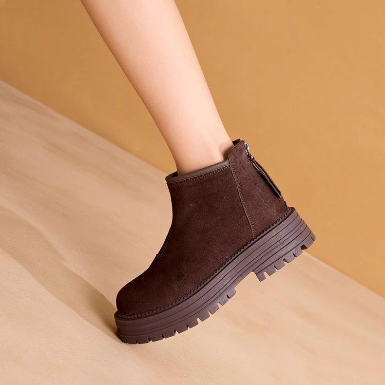 [Ushilai] Retro thick-soled temperament short boots for women's winter 2025 new thick-heeled casual versatile Martin boots
