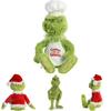 Grinch Christmas Chefs Dress Up Plush Toys Stuffed Dolls Kids Gift Soft Cuddly