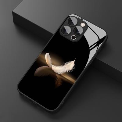 Funda de Cristal Templado con Diseño de Plumas Blancas de Lujo para iPhone 17 16 15 14 Pro Max 13 12 11 16E 17 Air 7 8 Plus XR XS X