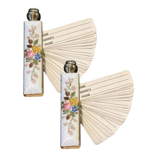 1/2/3Pcs Enamel Flower Brass Phone Book Handmade Vintage Chinese Style Mini Pocket Portable Floral Phone Directory Address Book Collectible Decoration