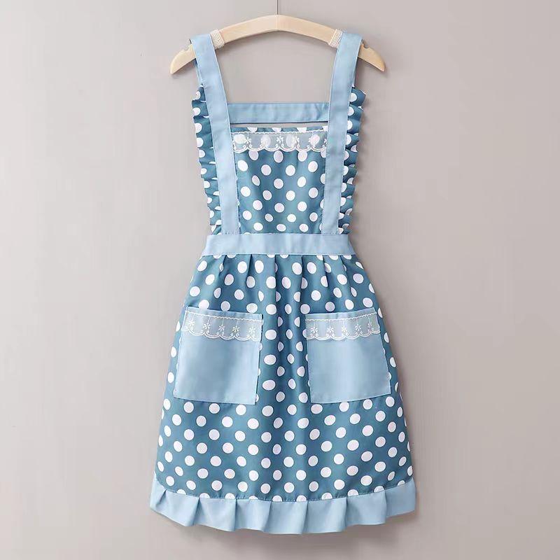 

Korean Version Cotton and Linen Apron for Women Cute Kitchen Home Cooking Breathable Apron Fashionable Work Clothes Chef Apron