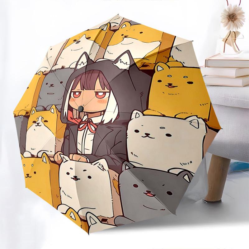

1pc Cute Cat Print Automatic Folding Umbrella, Portable Tri-Fold Design with Iron Frame, Perfect for Fans, Travelers, Daily Use, and Gifts!X024