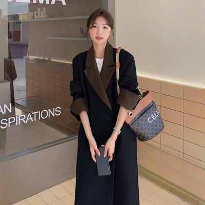 Herbstliches und koreanisches Design, neues Temperament und Design, Anzug, Windjacke, Mantel, mittellanger Nischenmantel im Hepburn-Stil für Damen